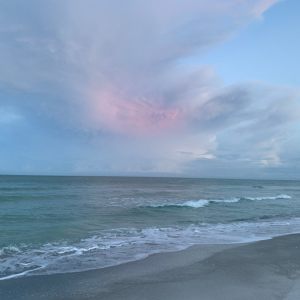 another day,early morning beach walk at longboat key with thunder cloud and skimmer