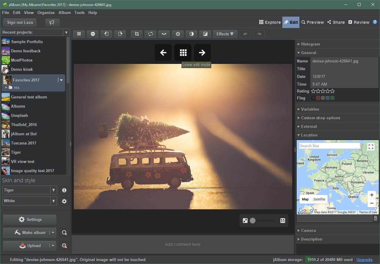 jAlbum 15's User Interface